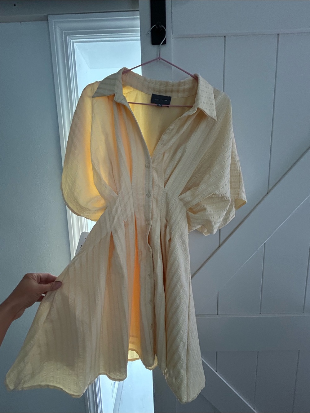 Yellow Button-Front Mini Dress - Picture 7 of 8